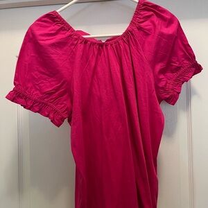 J. Crew Fuchsia Blouse with Ruffled Sleeves